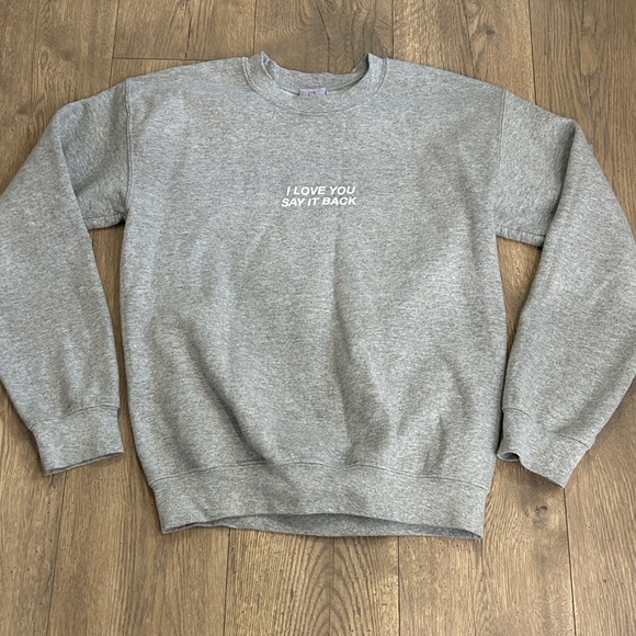 LONELY GHOST Tops - LONELY GHOST Gray Crewneck Sweater
